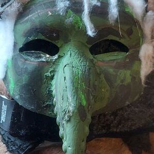 Green Camouflage Witch Mask & Costune, 7 Pcs